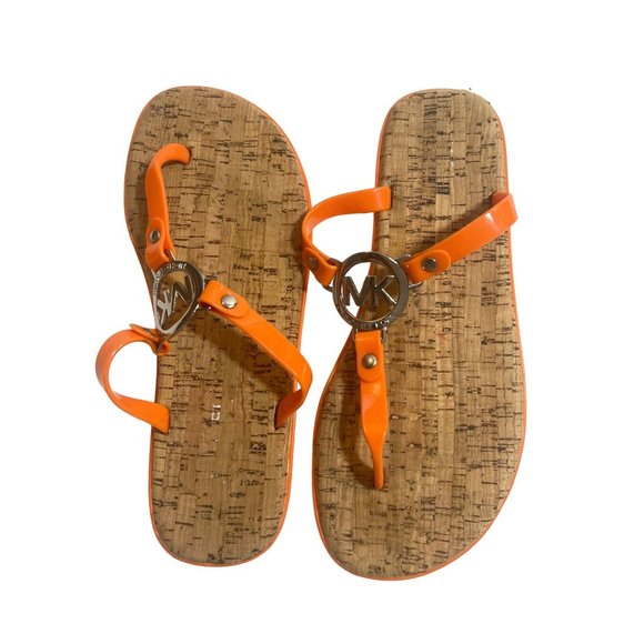 Michael Kors Charm Orange Jelly Thong Sandals 8 - Picture 2 of 6